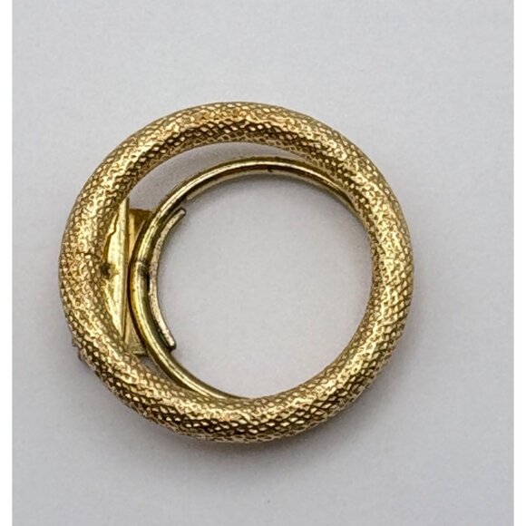 Vintage Gold Tone Scarf Clip Textured Circle Western Germany - Picture 8 of 8